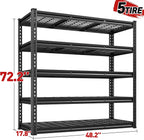REIBII 2800LBS Garage Shelving 48.2" W Storage Shelves Heavy Duty 5-Tier Adjustable Matel Shelving Easy Assembly Storage Shelf for Garage Basement Warehouse Pantry, 48.2" W X 17.8" D X 72.2" H