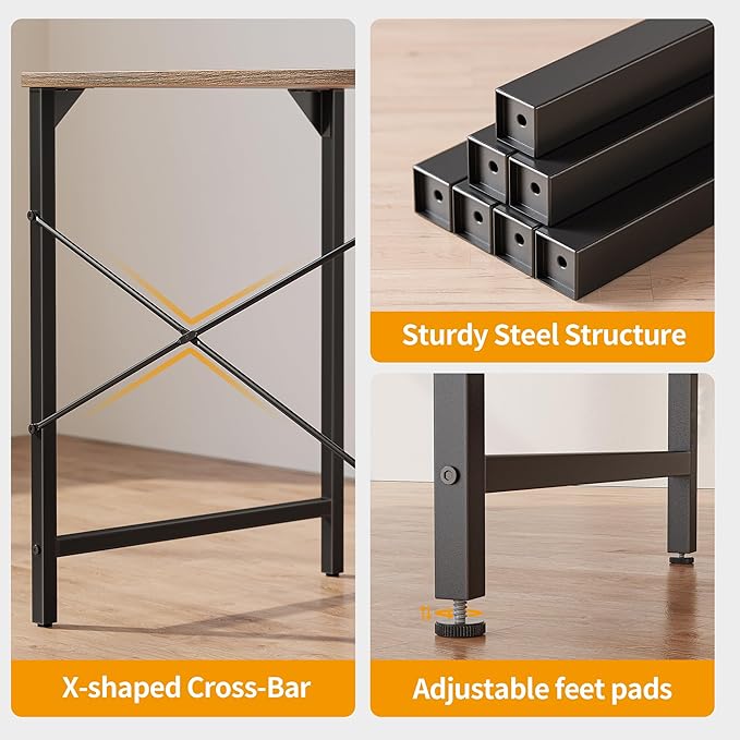CubiCubi Computer Desk, 35 Inch Small Home Office Desk with Drawer Storage Shelves for Small Space, Writing Study Desk, Rustic Brown