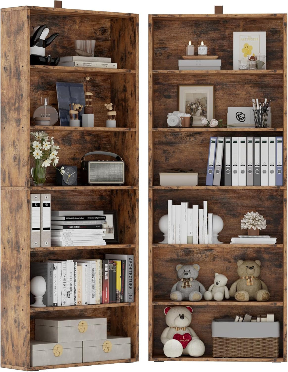 IRONCK Bookshelf and Bookcases 70" Tall, 6 Tiers Display Storage Shelves