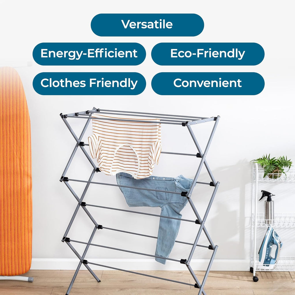 Honey-Can-Do Oversize Collapsible Metal Clothes Drying Rack, Grey