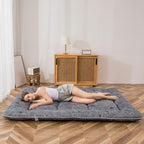 MAXYOYO Japanese Floor Mattress Futon Mattress, 4" Thicken Tatami Mat Sleeping Pad Foldable Roll Up Mat Boys Girls Dormitory Pad Kids Floor Lounger Pillow Bed, Charcoal Grey, Queen Size