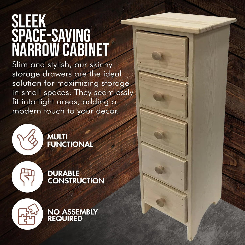 Peaceful Classics Skinny Drawers Cabinet - 5 Storage Drawers for Living Room,...