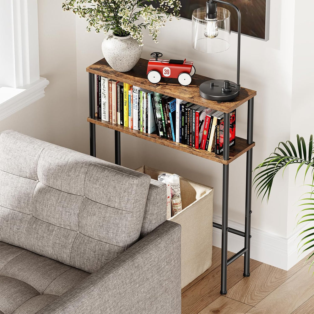 Asgolion Narrow Console Table, 23.6" Small Entryway Table, 2-Tier Sofa T...
