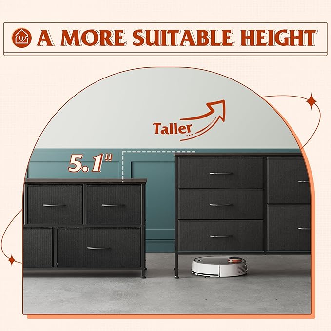 WLIVE Dresser for Bedroom with 5 Drawers, Wide Bedroom Dressers with Drawer O...