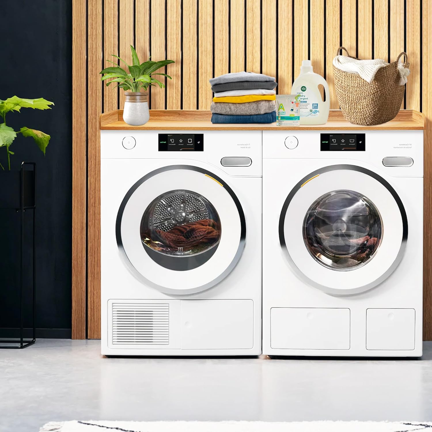 Royxen Laundry Countertop Solid Wood, Countertop for All Front-Loaded Washing Machine and Dryer, Extra Room for Laundry Room, Oak