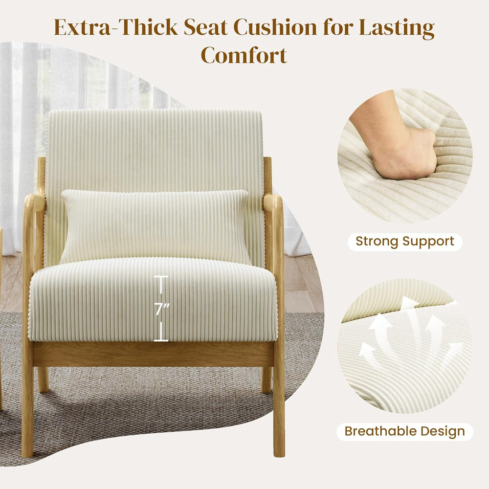 Yaheetech Accent Chair for Living Room, Corduroy Mid Century Modern Reading A...