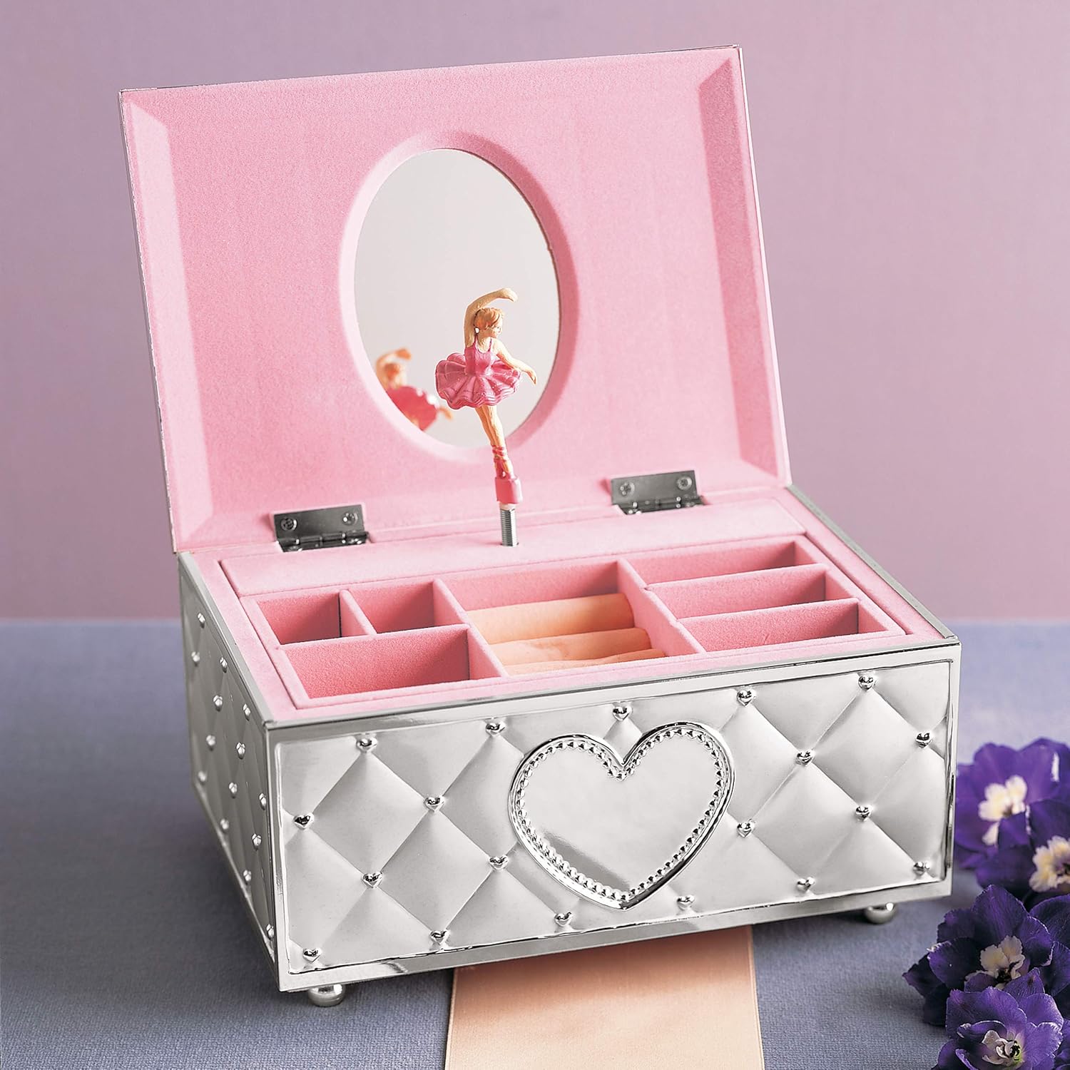 Lenox Childhood Memories Musical Ballerina Jewelry Box | Silverplate over stamped steel | wind-up musical ballerina | keepsake gift for girls