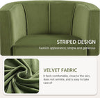 Yaheetech Velvet Accent Chair, Modern and Comfortable Armchairs, Upholstered Barrel Sofa Chair for Living Room Bedroom Waiting Room, Olive Green, 2pcs