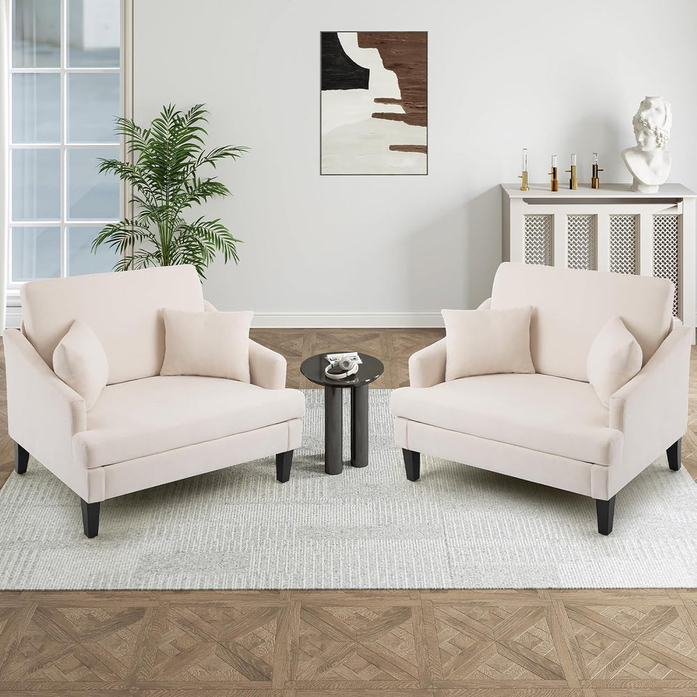 Bezseller 41'' Upholstered Oversized Accent Chairs Set of 2, Beige