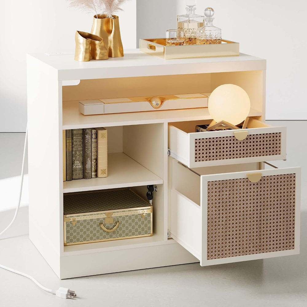 ModernMate 2 Drawers Storage File Cabinet with Lock & Outlet, 31.5W*29.4H...
