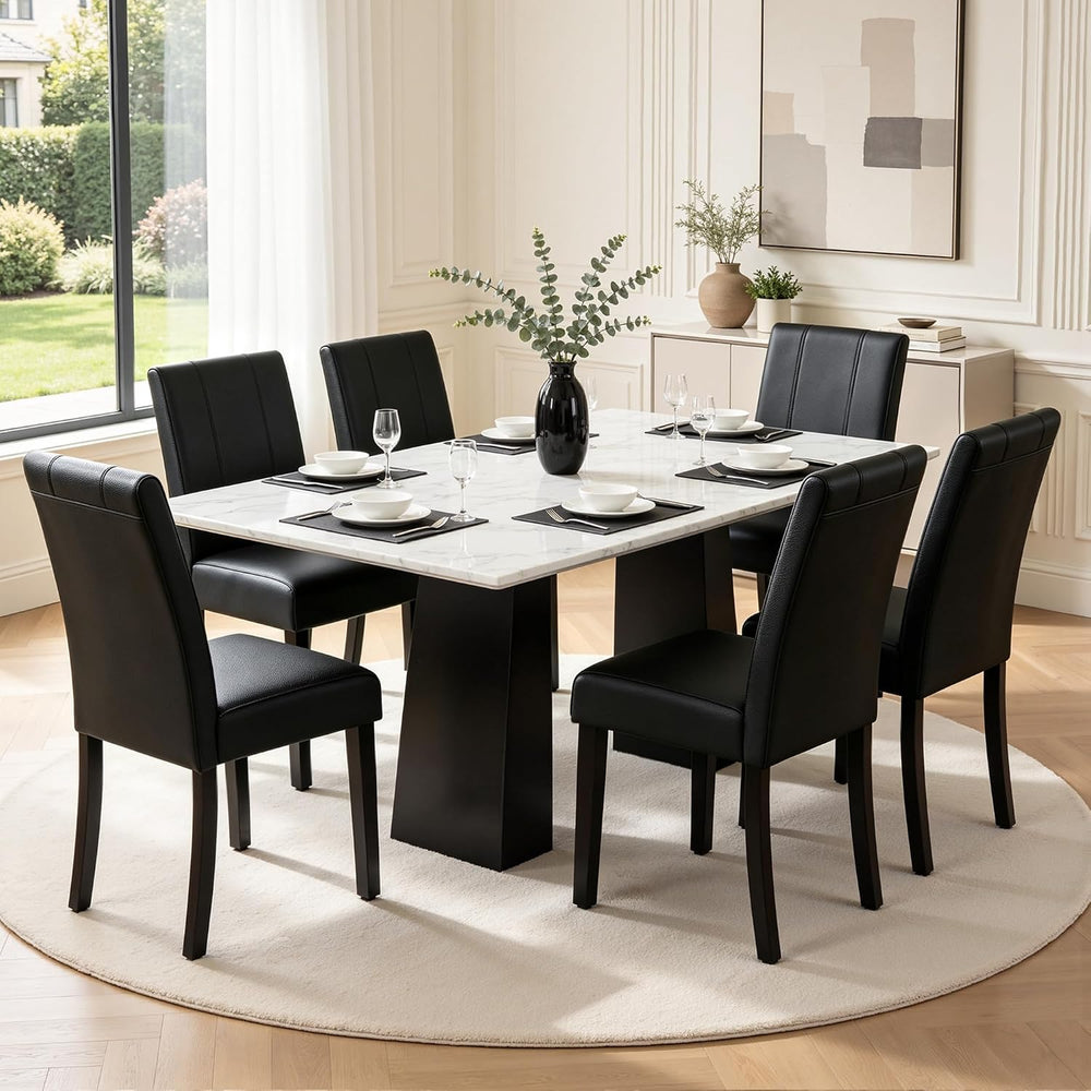 CHUN YI Dining Chairs Set of 4, Faux Leather Dining Room Chairs, Upholstered ...