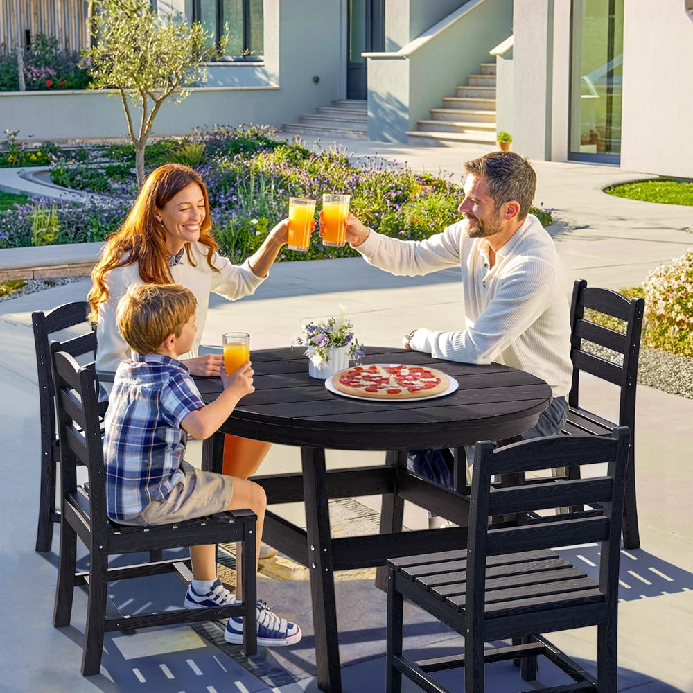 Patio Dining Set, 5-Piece HDPE Outdoor Dining Set for 4, Black