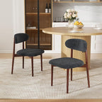 Wooden Dining Chair Set of 3, Modern Dining Chairs with with Curved Back, Fabric Upholstered Kitchen Dining Room Chairs with Adjustable Legs for Farmhouse Dining Living Room,Dark Grey