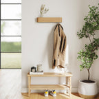 Kazai. Wall-Mounted Coat Rack 'Toke' - Modern Design Coat Rack with Hidden Wall Hooks - Solid Wood Veneer Panel Coat Hanger - Oak