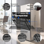 3-Tier Magnetic File Holder, No Drilling Installation File Cabinet Organizer, Black Magnetic File Organizer, Magazine Rack, Magnetic Paper Holder for Refrigerator, File Cabinets, Whiteboard