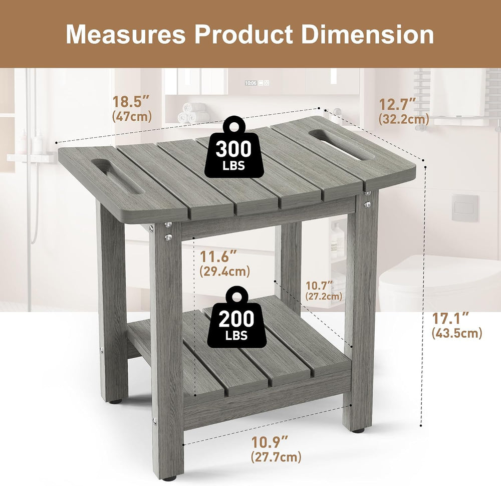 HIPS Shower Benches for Inside Shower, Shower Stool with Space-Efficient Stor...