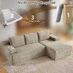 96.1" Modular Sectional Sofa Couches L-Shape Couch 3 Seat Modular Sofa Corduroy Memory Foam Sectional Boneless Couches for Living Room, Cloud Couch with Oversized Chaise(Camel, Right Facing)