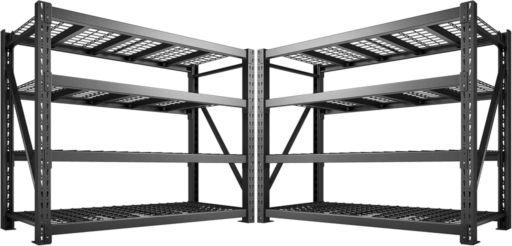 Bepatio 11000LBS Garage Shelving Heavy Duty Storage Shelves Adjustable 4-Tier Metal Shelving Uints Heavy Duty Industrial Shelves for Garage, Warehouse Basement Storage Room 24" D × 60" W × 72" H