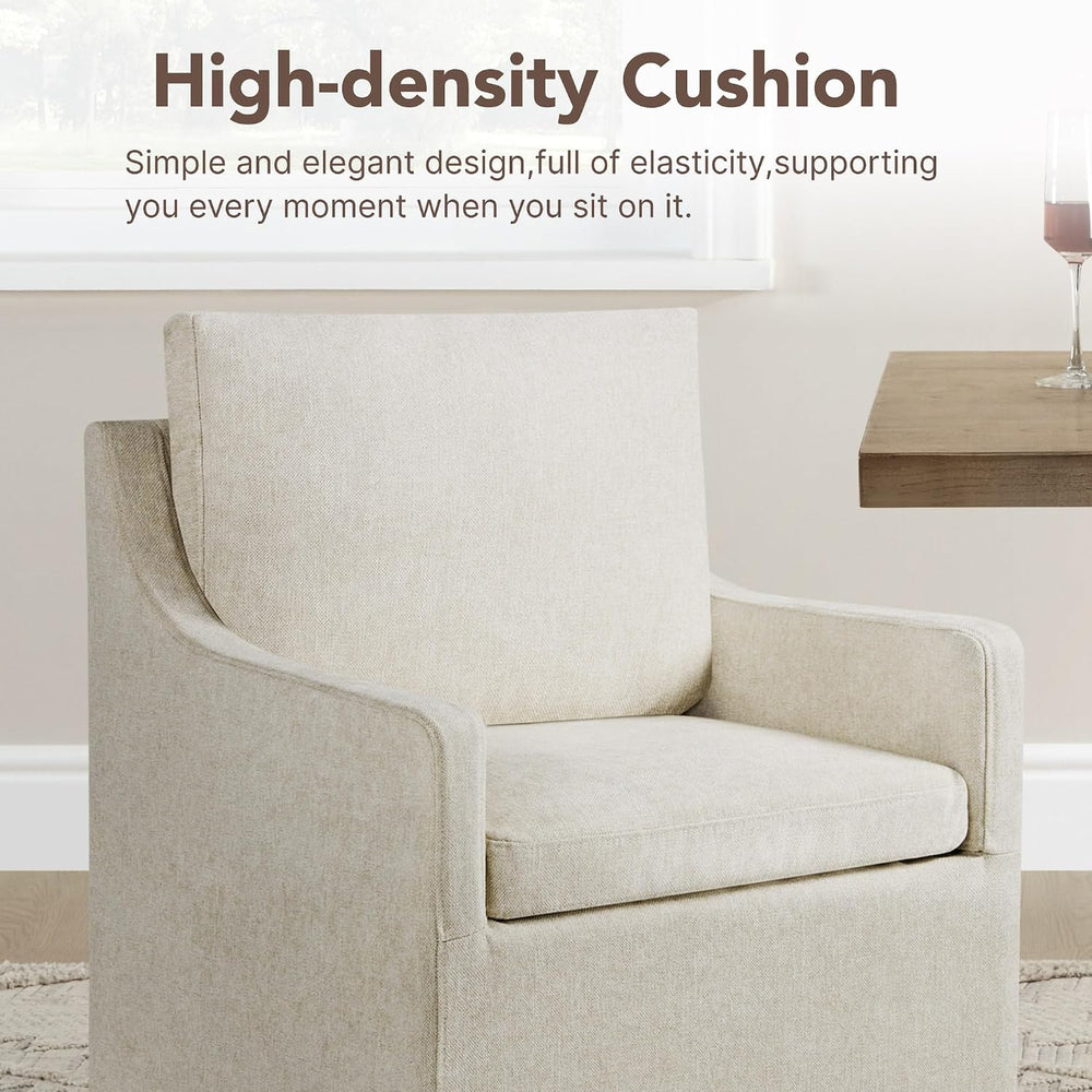 KISLOT Upholstered Dining Chairs Set of 4 with Washable Cover, Oatmeal | Mode...