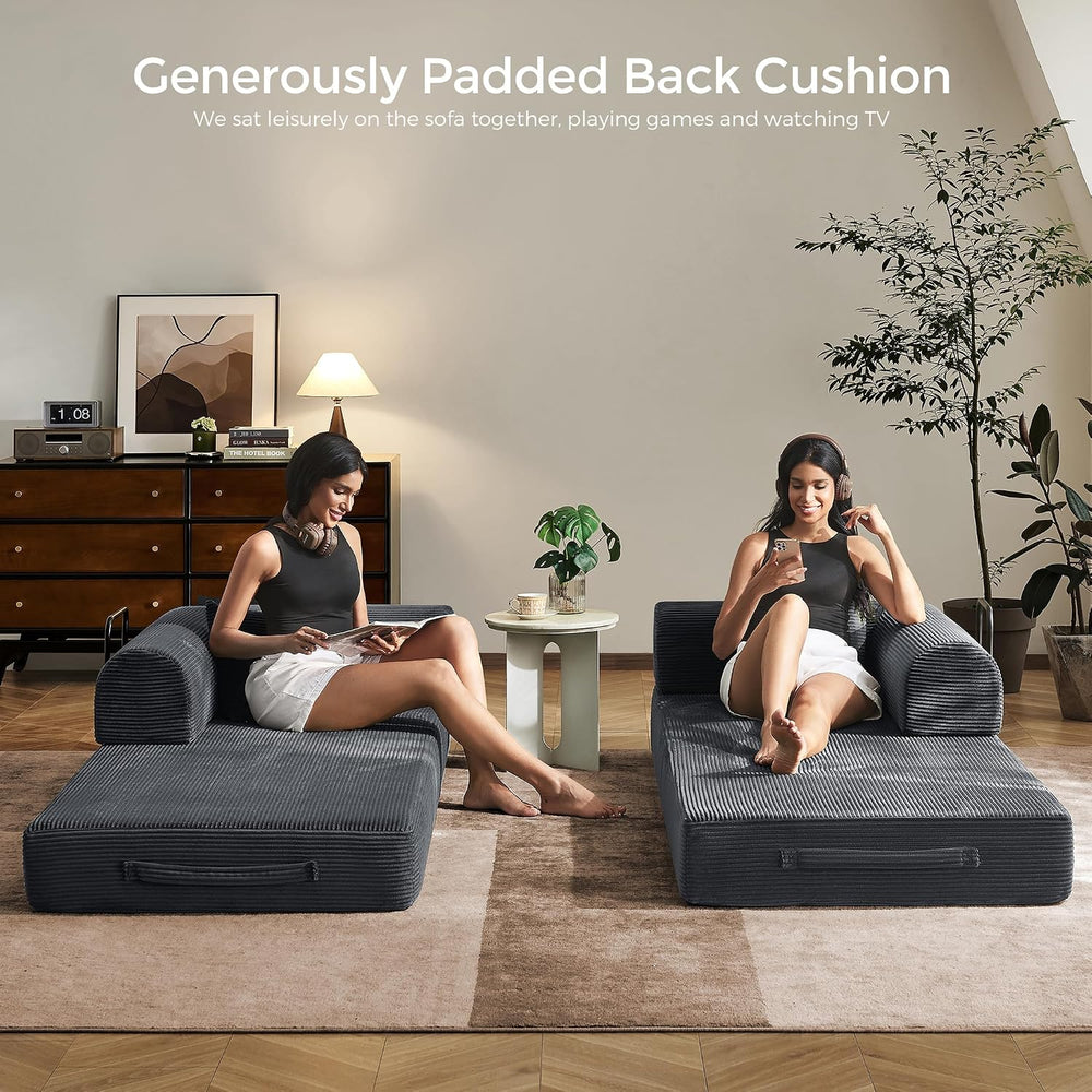 79" Convertible Futon Sofa Bed, Couch for Living Room | Dark Gray | Fold...