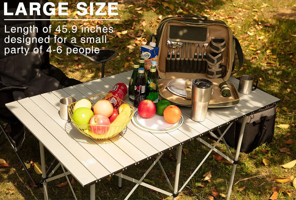 EVER ADVANCED Camping Table, Fold up Lightweight, 4-6 Person Portable Roll up...