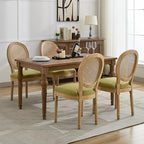 French Country Dining Chairs Set of 6, Olive Green Kitchen & Dining Room Chairs Set of 6, Rattan Dining Chairs, Cane Back, Wood Legs, Sillas De Comedor (Rattan, Olive Green, 6Pcs)