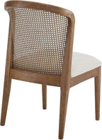 Christopher Knight Home Lilia Dining Chairs Set of 2, Modern Dining Chair with Fabric Upholstery, Rubberwood Frame Kitchen Chairs with Cane Webbing, Extra Seat for Dining Room, Beige + Walnut
