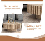 Round Wood Coffee Table for Living Room Modern Rustic Fluted Solid Wood Coffee Table Pedestal Center Table Circle Tea Tables for Apartment Easy Assembly(31.5''Oak Natural)