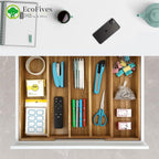 Luxury Acacia Silverware Organizer -Kitchen Drawer Organizer - Utensil Holder and Cutlery Organizer with Grooved Drawer Dividers for Flatware and Kitchen Utensils (5 Slot)