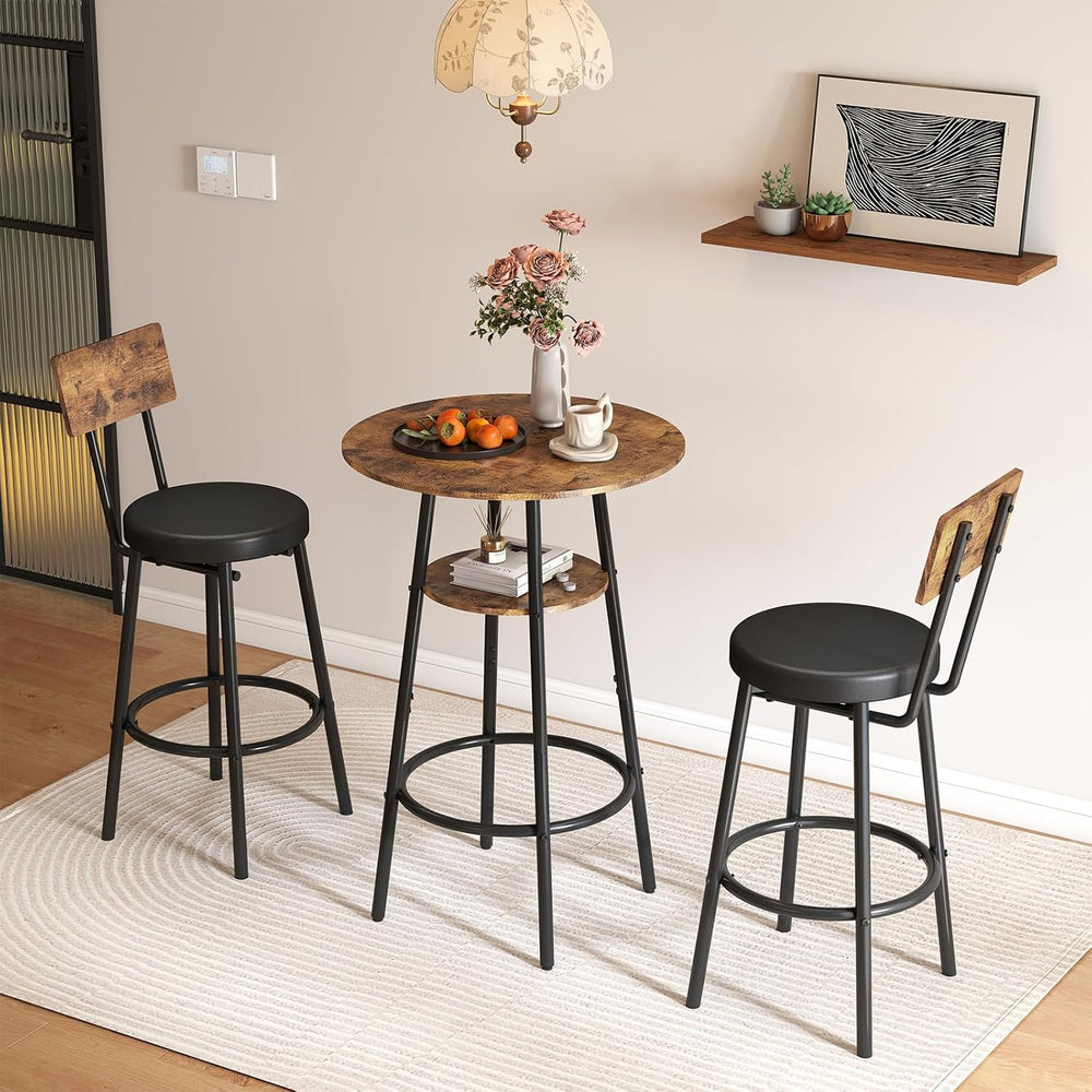 Kiivakii 3 Pieces Round Bar Table and Chairs Set Pub Table and Chairs for 2 |...