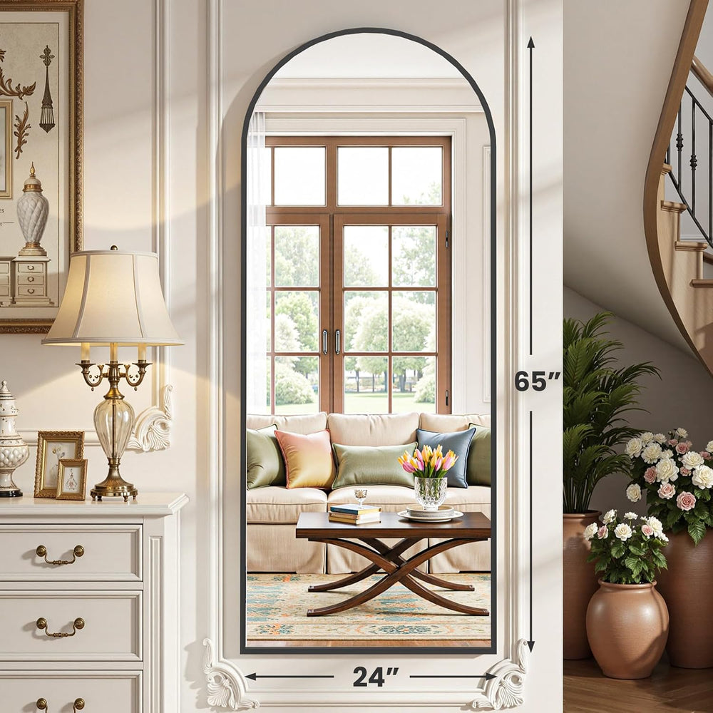 OLIXIS Arched Full Length Mirror with Stand, Full Body Mirror, 65x24