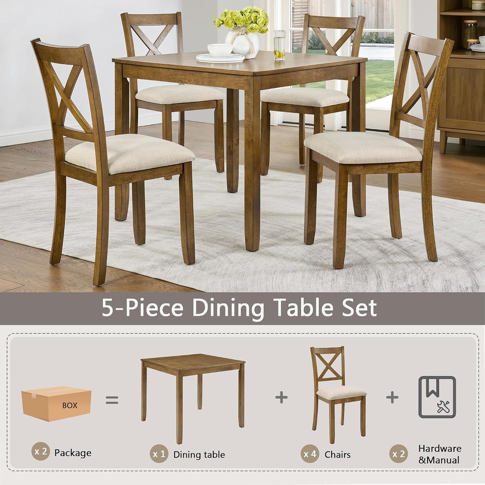 LUMISOL 5-Piece Dining Table Set for 4, Farmhouse Kitchen Table Set with 4 Up...