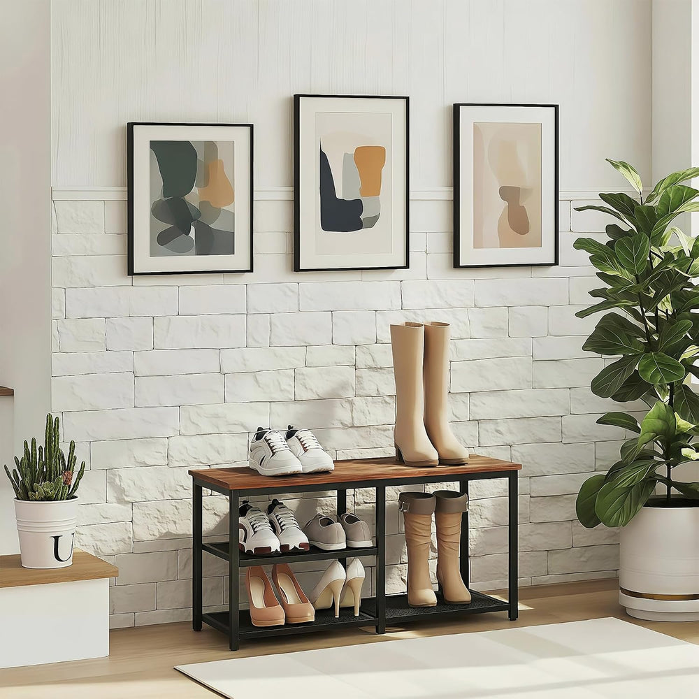 CHEMPFR Shoe Bench with Storage, Shoe Rack Organizer, Spacious Wood Top Entry...