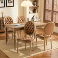 French Country Dining Chairs Set of 4,Farmhouse Upholstered Dining Room Chairs with Tufted Round Back&Solid Leg,PU Leather Kitchen Side Chairs for Kitchen/Bedroom/Dining Room,Tan