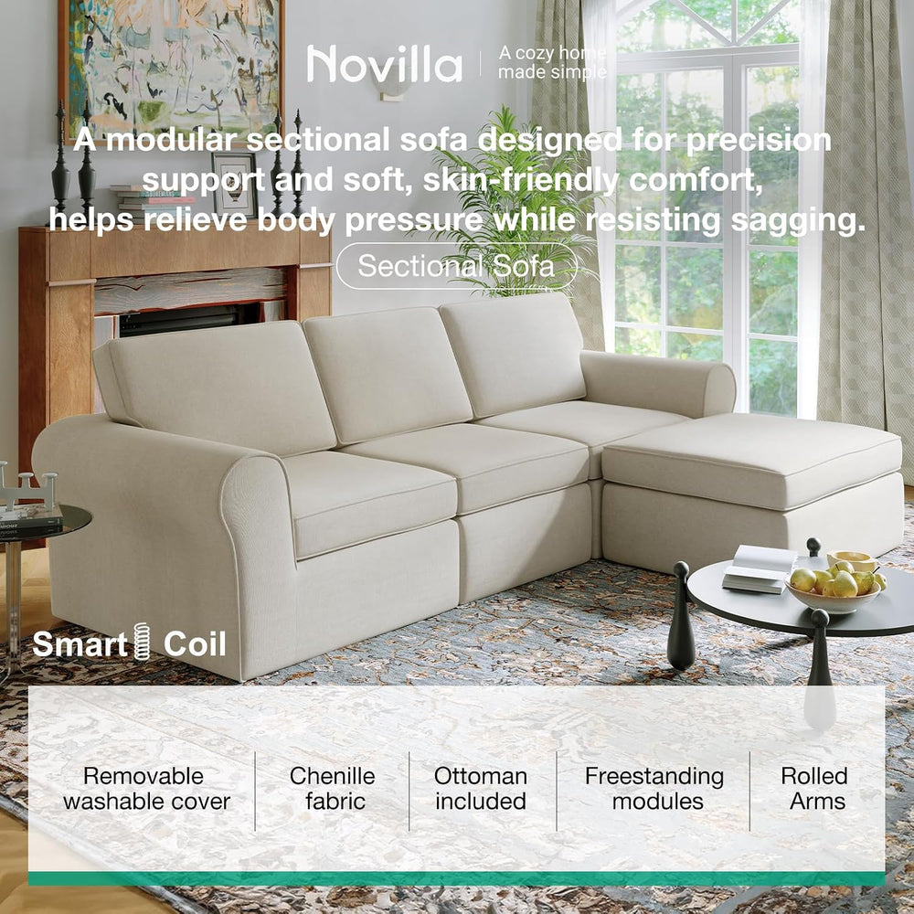 Novilla 108" Modular Sectional Sofa, Modular Sectional Couches for Livin...
