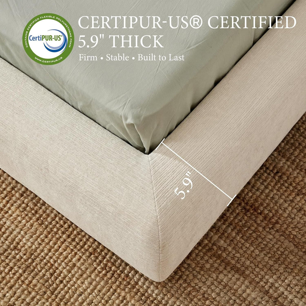 XIAO WEI Queen Cloud Bed Frame, Upholstered Platform Bed Frame with Headboard...