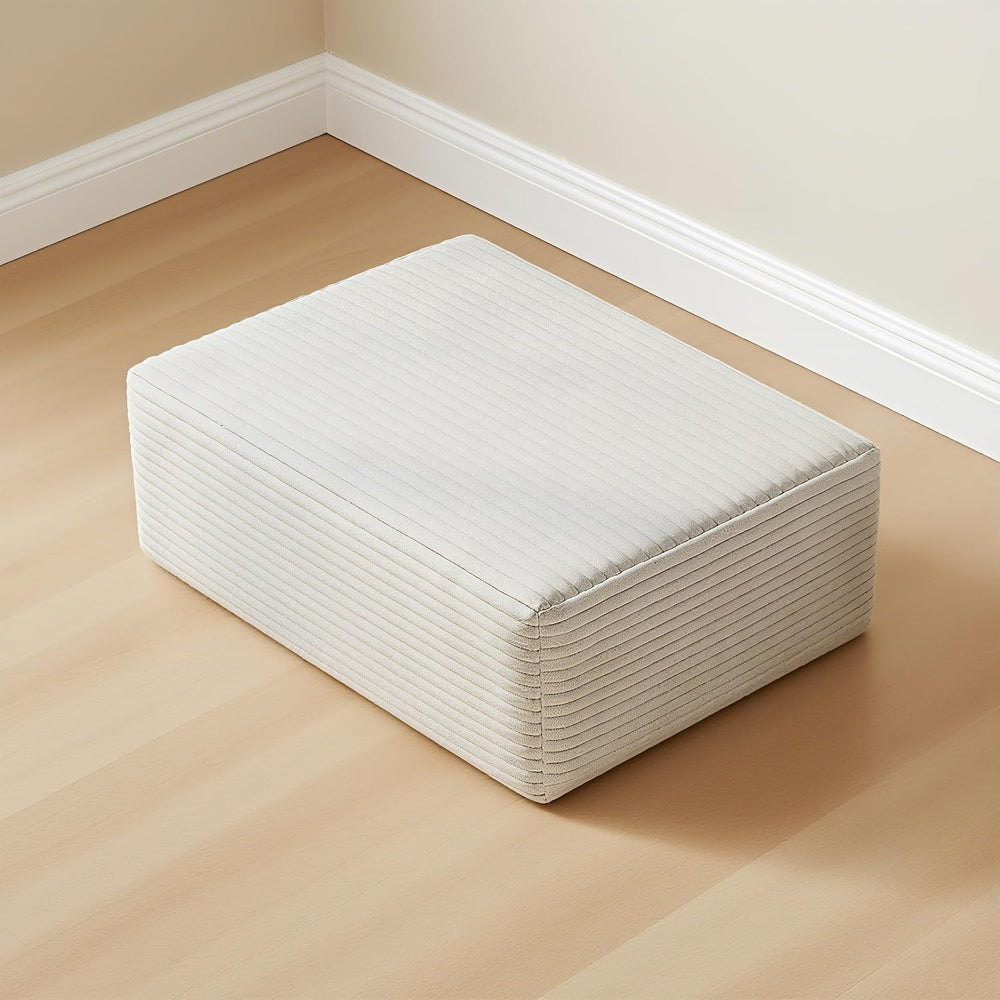 37.4" Plush Corduroy Ottoman, Upholstered Cloud Ottoman for Couch in a B...