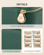 Vlando Jewelry Box with 8 Velvet Jewelry Bags Travel Jewelry Storage Box Petal Hardware Jewelry Organizer for Necklace Rings Earrings Women Gifts for Christmas Birthday-Green