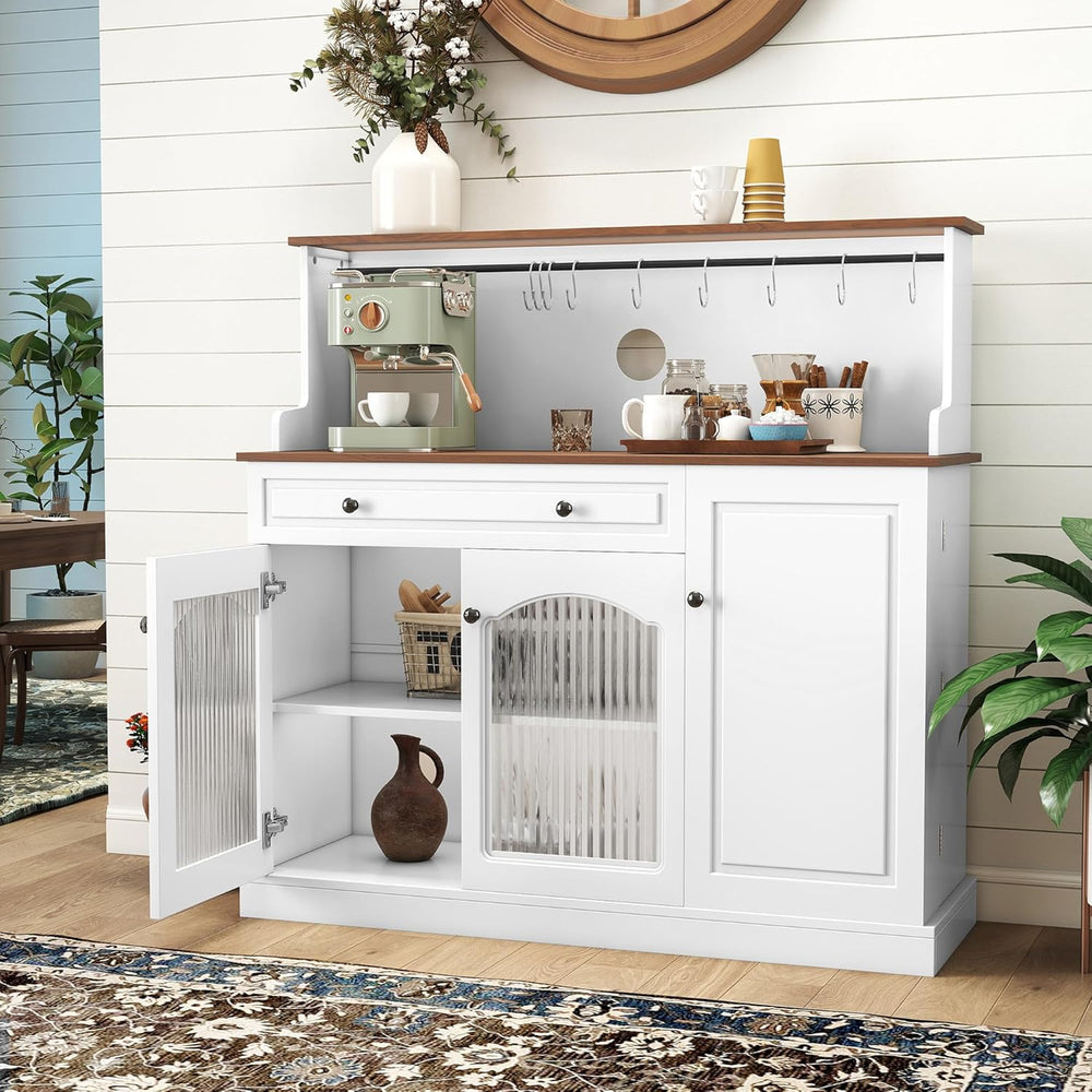 Kitchen Pantry Cabinet with Drawer Storage, 48” Modern Farmhosue Kitchen Hutc...