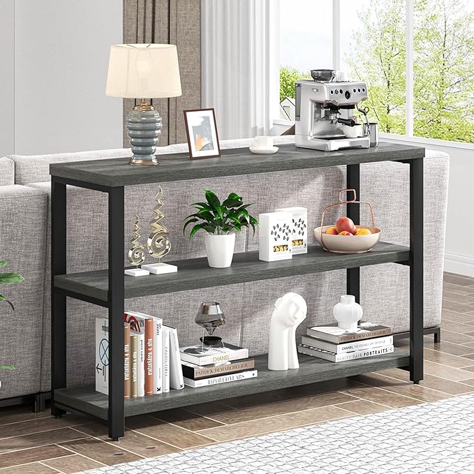 EXCEFUR Rustic Console Tables for Entryway, Sofa Table with 3 Tier Storage Sh...