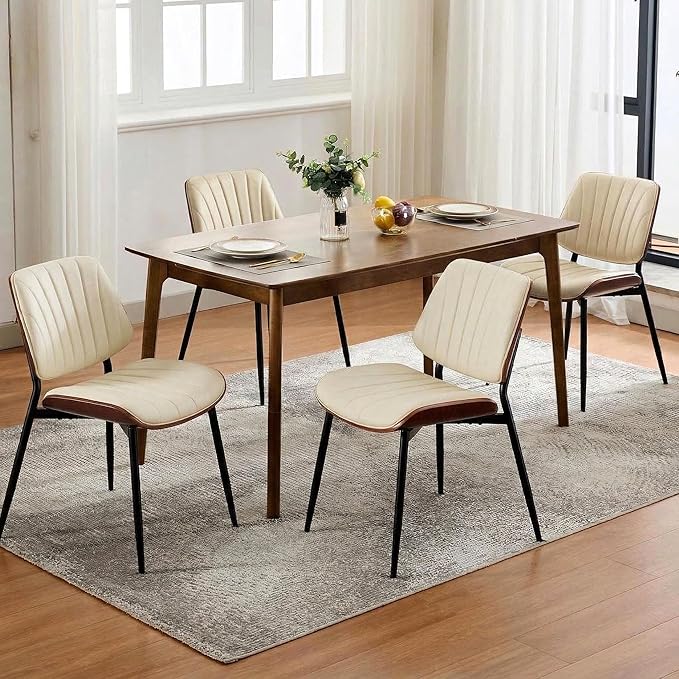 Garvee Dining Chairs Set of 6, Mid-Century Modern Upholstered Retro PU Leathe...