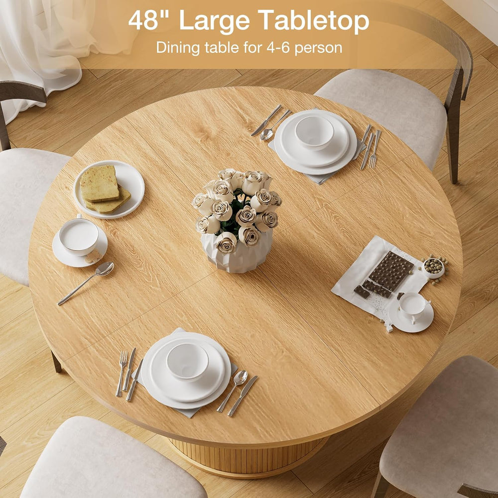 HOMMPA 48'' Round Dining Table for 4-6 Kitchen Table Circle Dinner Ta...