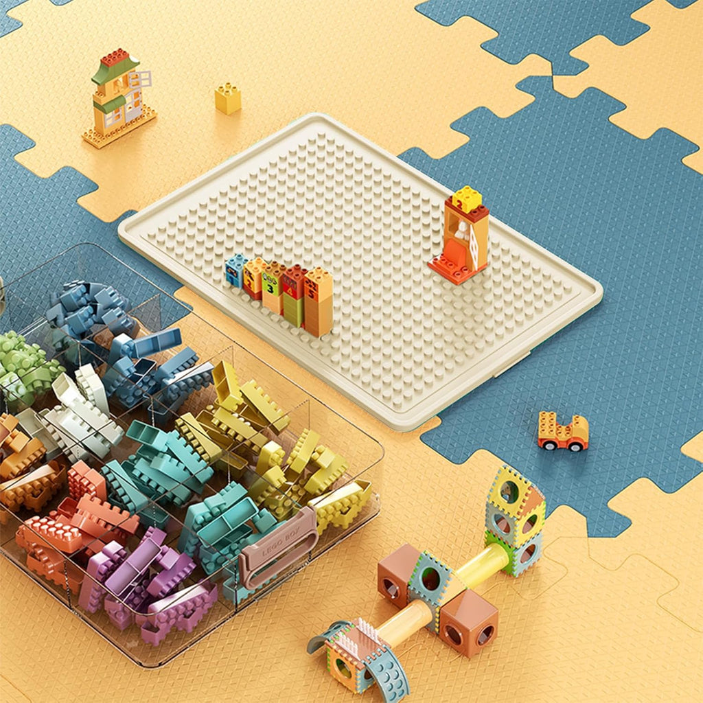 Toys Storage Organizer Bins for Lego, Stackable Toys Organizer, Lego Building Block Storage, Toy Storage Box with 24 Palace Grids, Plastic Stackable Organizer Bins (White 3layers)