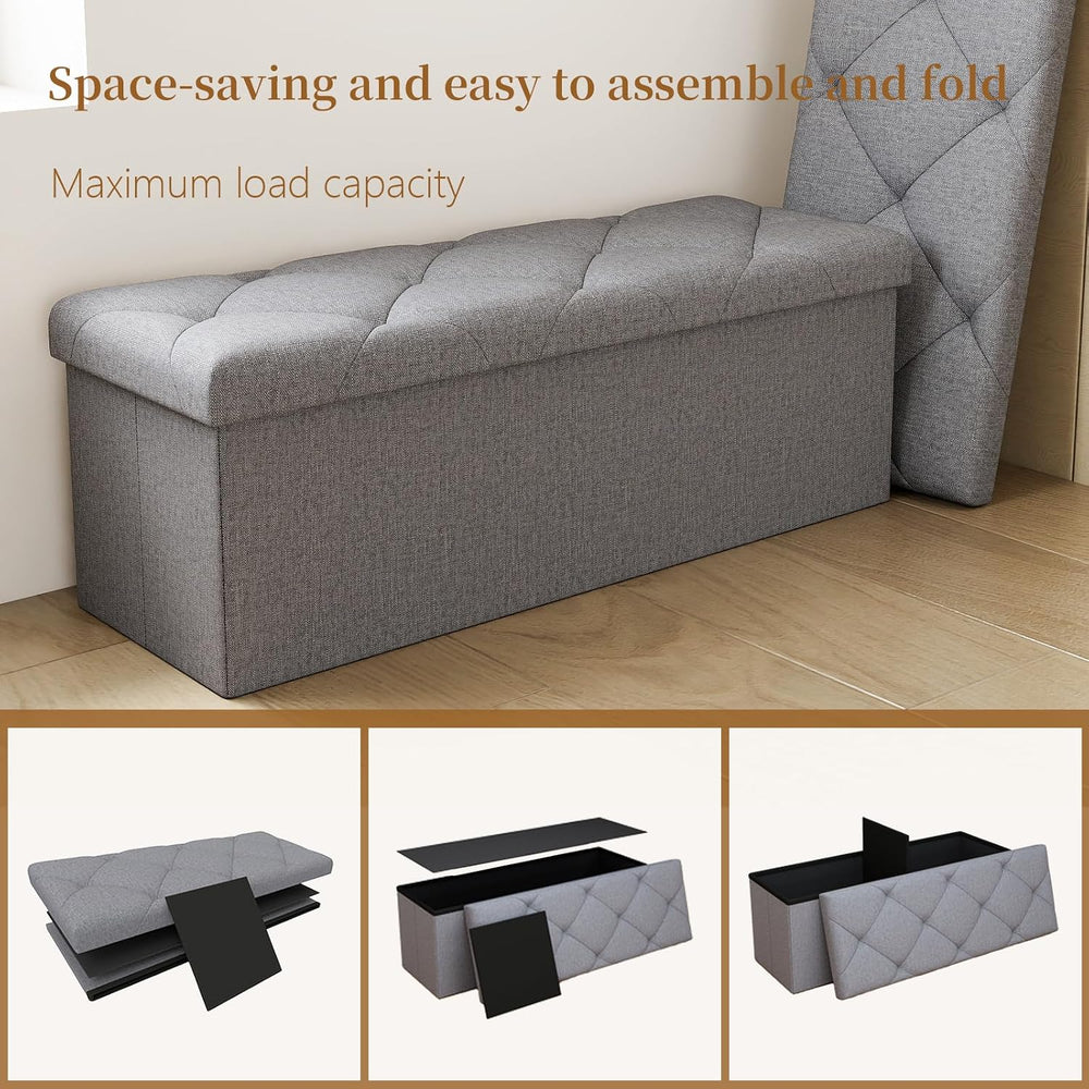 Folding Ottoman with Storage Bench,Storage Ottoman Bench,30 Inches Ottoman Fo...