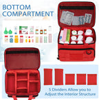 CURMIO Tactical Pill Bottle Organizer Case, Double Layers Medicine Storage Bag for Medication Bottles, Vitamins, Medical Supplies, Red (Bag Only)