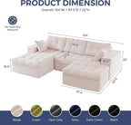 MAXYOYO 104" U Shaped Modular Sectional Sofa with 2 Ottomans, Cloud Boneless Couch with Layered Cushion, Flexible Module Combination Sofa for Living Room, No Assembly Required, Beige