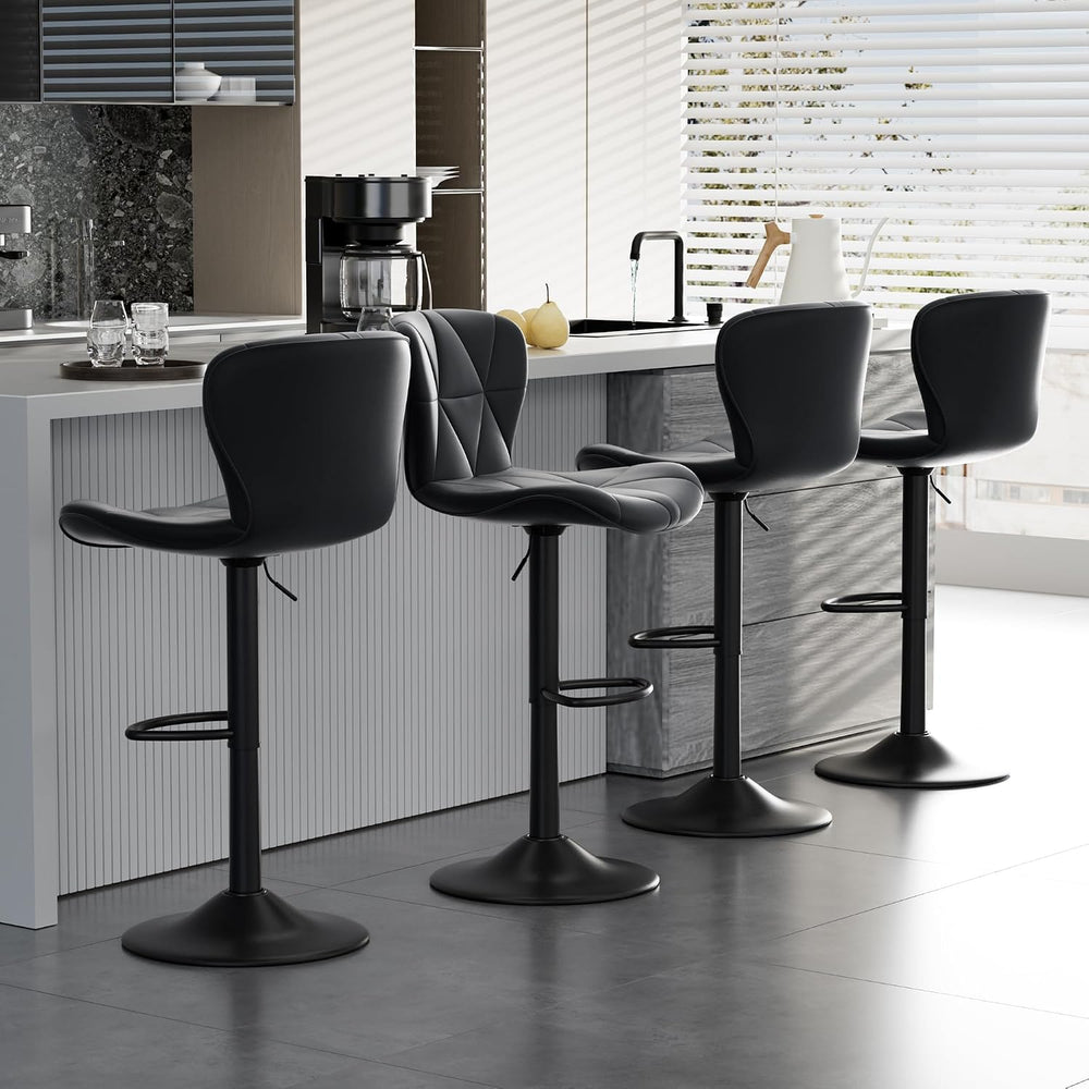 Bar Stools,Adjustable Swivel Barstools, Faux Leather Bar Chairs,Upholstered C...