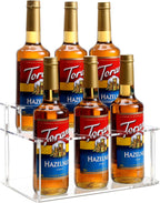 Acrylic Coffee Syrup Rack (6 Bottle Capacity),Syrup Bottle Holder Stand for Coffee Bar,Kitchen.Small Wine Rack for Bar,Family,Storage for Syrup,Wine,Condiments(Transparent)