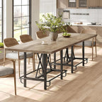 LITTLE TREE 63-Inch Industrial Bar Table with Metal Footrest, Counter Height Pub Table for Kitchen, Home Bar & Entertaining (Rustic Gray)