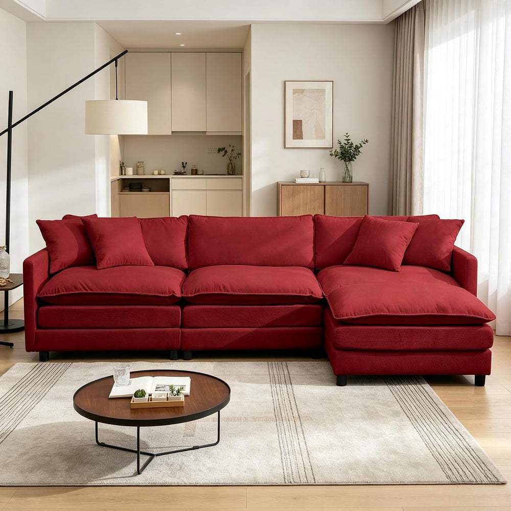 108.27" Modular Sectional Sofa, 4 Seat L Shaped Couch with Chaise | Deep...